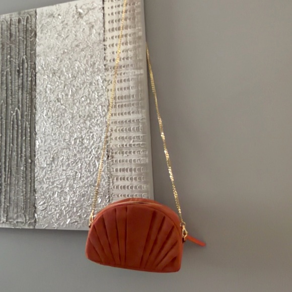 Express Orange Crossbody Bag with Gold Chain - Picture 4 of 5